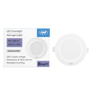 LED reflektor PNI D-Light CL2507 6W, vgradni, okrogel, 120,5*28,4 mm, 4200K, 230V napajanje, 660 lm, bel