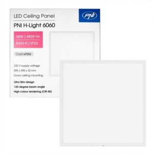 LED panel PNI H-Light 6060 48W, 600x600mm, 4800lm, 6400K, notranji, vgradni