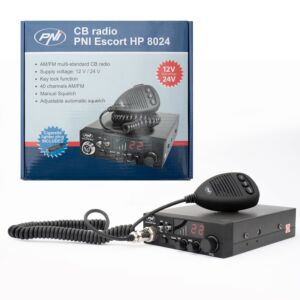 Radijska postaja CB PNI Escort HP 8024 z nastavljivim napajanjem ASQ in 12V-24V
