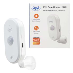 PNI SafeHouse HS401 PIR senzor gibanja z Wi-Fi, združljiv z aplikacijo Tuya, 80dB zvočni alarm, vgrajen zvočnik