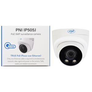 Videonadzorna kamera PNI IP505J POE, 5MP, dome, 2.8mm, za zunanjo uporabo, bela