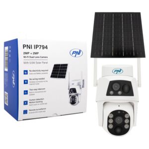 PNI IP794 video nadzorna kamera z Wi-Fi, PTZ, dvojni objektiv 2MP + 2MP, 5.5W sončna plošča, 8000mAh blok baterija