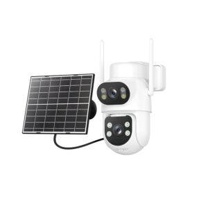 IP974S GSM 4G AOV video nadzorna kamera, PTZ, dvojni objektiv 2MP + 2MP, 8W sončna celica, 7800mAh blok baterija