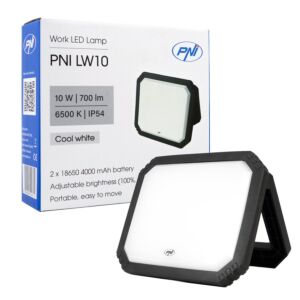 PNI LW10 10W LED delovna luč, prenosna, polnilna, baterijska 2 x 18650 4000mAh, 6500K, IP54, 700 lm, 2 nivoji