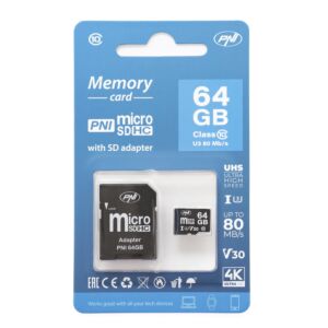 PNI 64 GB MicroSD pomnilniška kartica s SD adapterjem