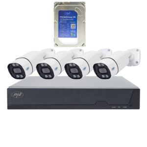 Komplet za video nadzor PNI House IPMAX POE 8, NVR s 4 kamerami in trdim diskom PNI SafeHouse 1TB