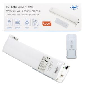 Inteligentni motor za zavese, PNI SafeHome PT923 WiFi zavese, z vključenim daljinskim upravljalnikom, ki ga upravljate z aplikacijo Tuya