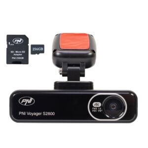 PNI Voyager S2600 DVR paket avtomobilske kamere, WiFi, 4K Ultra HD, GPS in 256GB microSD pomnilniško kartico