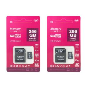 2-delni PNI 256GB MicroSD pomnilniški paket z adapterjem Class 10 SD, 80 Mb/s, V30