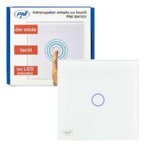 Preprosto stikalo s steklenim dotikom PNI SH101, belo z LED indikatorjem