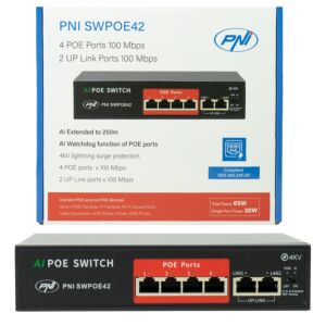 Preklopnik POE PNI SWPOE42 s 4 vrati POE in 2 vrati 100Mbps