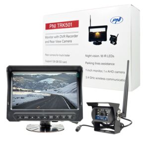 PNI TRK501 brezžična LCD vzvratna kamera in monitor z DVR funkcijo, režo za micro SD kartico, IR LED lučmi za tovornjak