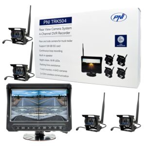PNI TRK504 brezžični videonadzorni komplet za tovorni DVR z LCD monitorjem in 4 kamerami
