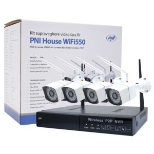 Komplet za video nadzor PNI House WiFi550 NVR in 4 brezžične kamere, 1,0MP