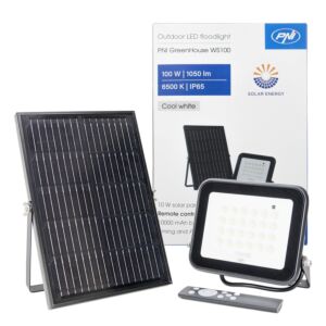 PNI GreenHouse WS100 100W LED reflektor s sončno celico, baterijo 10000 mAh, daljinskim upravljalnikom, nastavljivim časom in svetlostjo