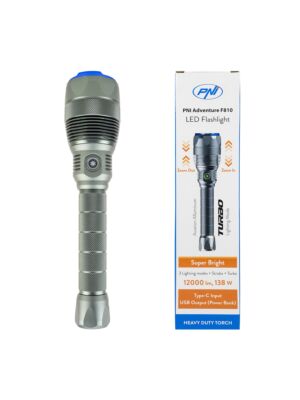 Svetilka PNI Adventure F810 s 138 W LED, 3 stopnjami osvetlitve plus Turbo, 12000 lumnov, zoom, do 250 m, baterija