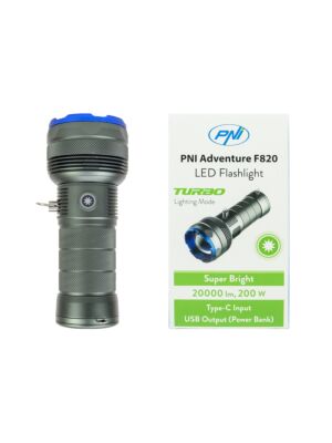 Svetilka PNI Adventure F820 200 W, 3 stopnje osvetlitve in Turbo, 20000 lumnov, do 350 m, baterija 2600 mAh, I