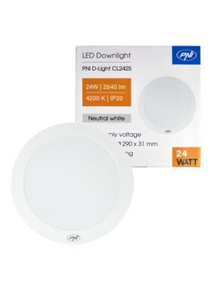 LED stropna svetilka PNI D-Light CL2425 24W, okrogla, 4200K, napajanje 230V, 2640 lm, nevtralno bela, premer 29 cm