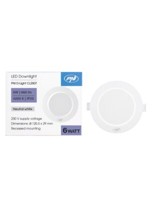 LED reflektor PNI D-Light CL2507 6W, vgradni, okrogel, 120,5*28,4 mm, 4200K, 230V napajanje, 660 lm, bel