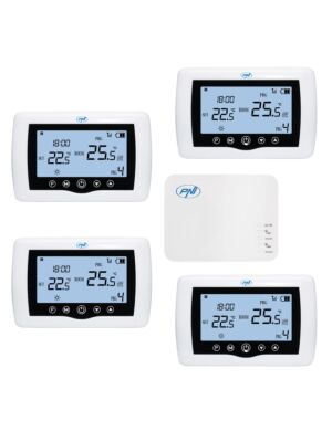 Pametni termostat PNI CT440 brezžični, z WiFi, nadzor 4 con preko interneta, za toplarne, črpalke, el.