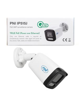 Videonadzorna kamera PNI IP515J POE, bullet 5MP, 2.8mm, za zunanjo uporabo, bela