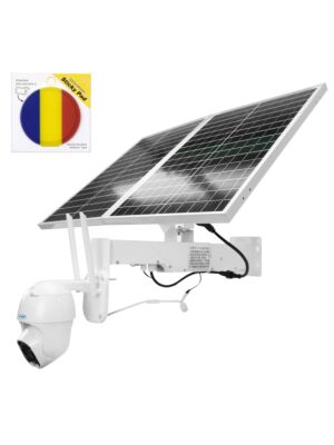 Paket kamer za video nadzor PNI IP60 v živo PTZ s sončnim panelom, 2MP, GSM 4G in lepljivo zastavico