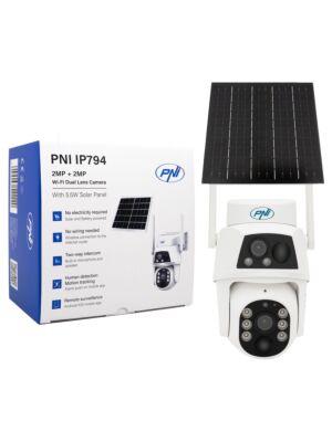 PNI IP794 video nadzorna kamera z Wi-Fi, PTZ, dvojni objektiv 2MP + 2MP, 5.5W sončna plošča, 8000mAh blok baterija