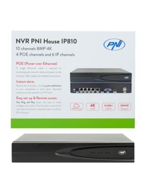 NVR PNI House IP810 z 10 kanali 4K, 4 kanali POE in 6 kanali IP