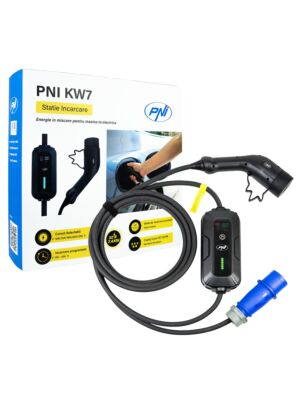Prenosni polnilnik PNI KW7 32A, 7,4KW, za električne avtomobile, 230V, enofazni, kabel tipa 2 in 5-pinski priključek IEC621