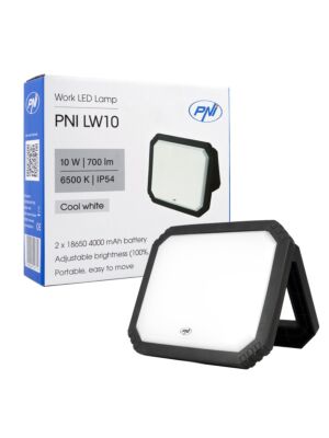 PNI LW10 10W LED delovna luč, prenosna, polnilna, baterijska 2 x 18650 4000mAh, 6500K, IP54, 700 lm, 2 nivoji