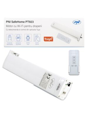Inteligentni motor za zavese, PNI SafeHome PT923 WiFi zavese, z vključenim daljinskim upravljalnikom, ki ga upravljate z aplikacijo Tuya
