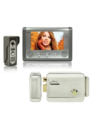 Komplet za video domofon SilverCloud House 715 s 7-palčnim LCD zaslonom in SilverCloud YR300 Elektromagnetno Yala
