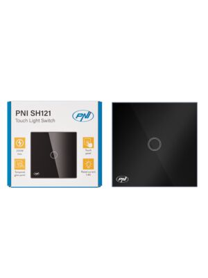 Enostavno stikalo na dotik PNI SH121, iz stekla, črno, z LED indikatorjem, 10A 200W