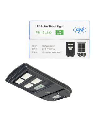 PNI SL210 6,5W svetilka za ulično razsvetljavo, z vgrajenim solarnim panelom 10W, 6500K, 1000lm, 2 x vgrajena baterija 10Ah,