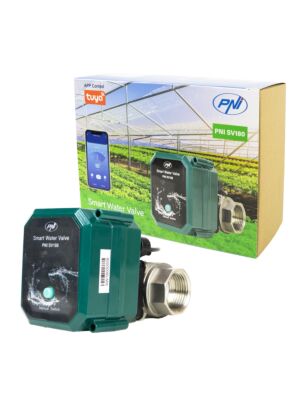 Pametni vodni ventil PNI SV180 Wi-Fi povezljivost, IP65, DN25 1 tol, aplikacija Tuya, združljiv z Amazon Alexa