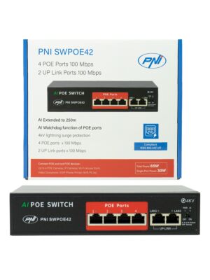 Preklopnik POE PNI SWPOE42 s 4 vrati POE in 2 vrati 100Mbps