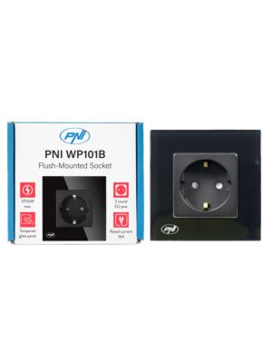 Enostavna vgradna vtičnica PNI WP101B, s steklenim okvirjem, 16A, 3700W, 230V, črna