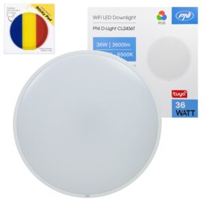 Paket stropne svetilke PNI D-Light CL2436T Wi-Fi LED, RGBW, 36 W, zatemnljiva z modro lepljivo blazinico