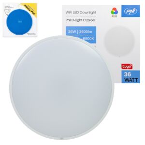 Paket LED stropne svetilke PNI D-Light CL2436T Wi-Fi, RGBW, 36W, zatemnljiva z vključeno lepljivo zastavico