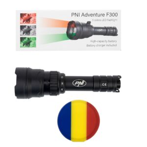 Svetilka PNI Adventure F300 s 3-barvno LED diodo, bela, rdeča, zelena, maks. 10 W, IPX6 + lepljiva zastavica
