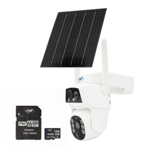 Paket video nadzorne kamere PNI IP894 GSM 4G PTZ in pomnilniške kartice PNI MicroSD s 128 GB