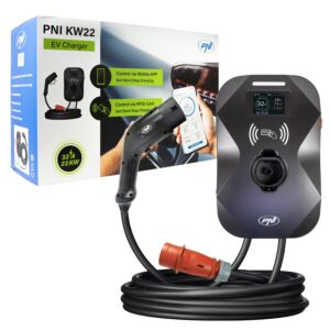 Polnilna postaja PNI KW22, 32A, 22KW, za električne avtomobile, 85V - 415V, trifazna, kabel tipa 2 in 7-polni priključek